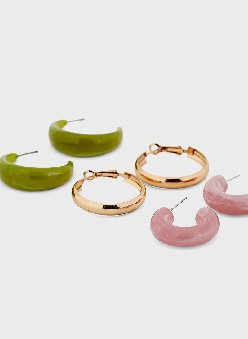 Ginger 3 Pair Mix Hoop Earring Set