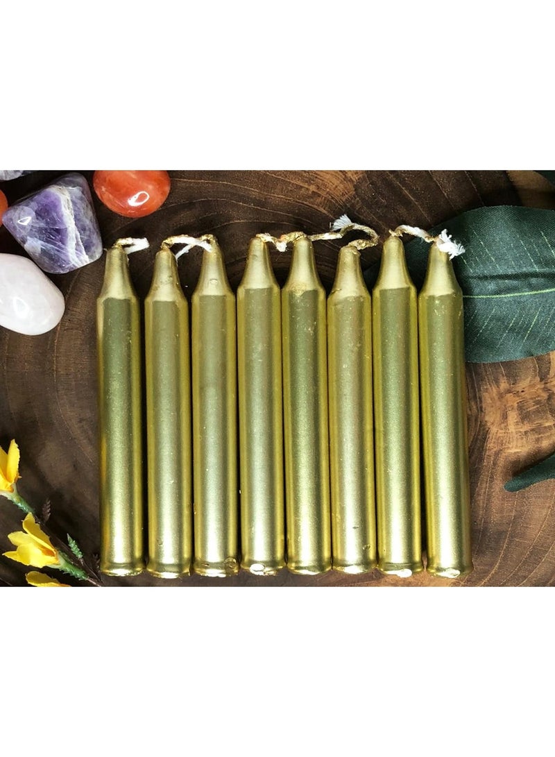 atorakushon Pack of 24 Golden Stick Candles Especially Healing Chakras Ritual Chime Candles Home Decor Diwali Decoration Birthday Festival Celebration - Image 1