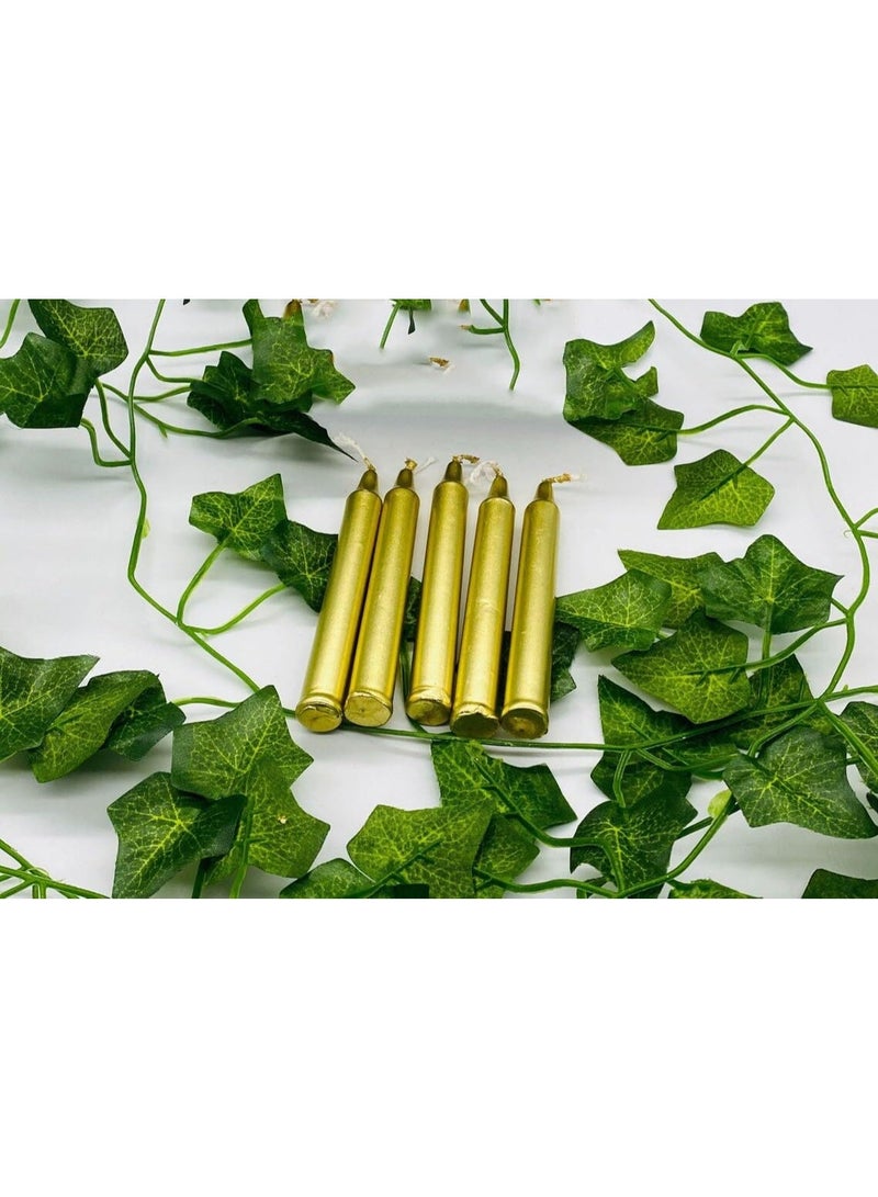atorakushon Pack of 24 Golden Stick Candles Especially Healing Chakras Ritual Chime Candles Home Decor Diwali Decoration Birthday Festival Celebration - Image 2