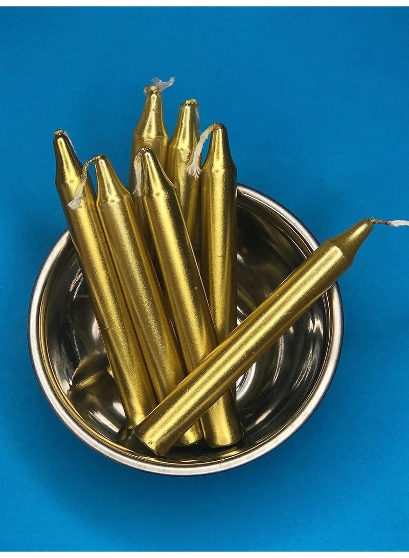 atorakushon Pack of 24 Golden Stick Candles Especially Healing Chakras Ritual Chime Candles Home Decor Diwali Decoration Birthday Festival Celebration - Image 3
