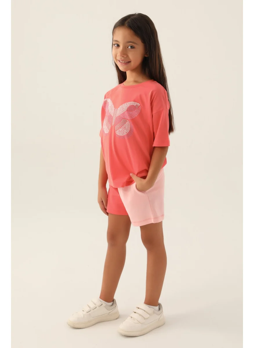رولي بولي Colour Butterfly Coral Girls Shorts Set