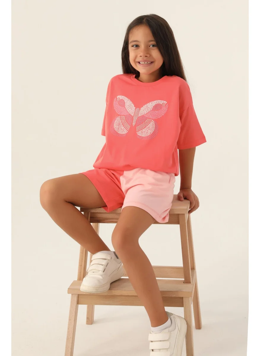 رولي بولي Colour Butterfly Coral Girls Shorts Set