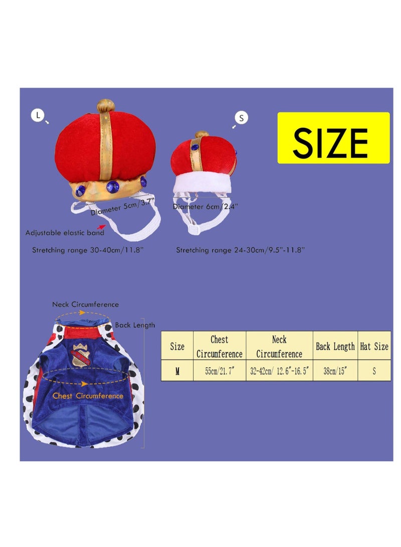 Dog King Cloak Costume, Crown Cap Pet Hoodie Prince Apparel, Dog Cosplay Costume, with Hat Puupy Clothes French Bulldog (ChihuahuaChest Circumference 21.7"/55cm) - Image 5