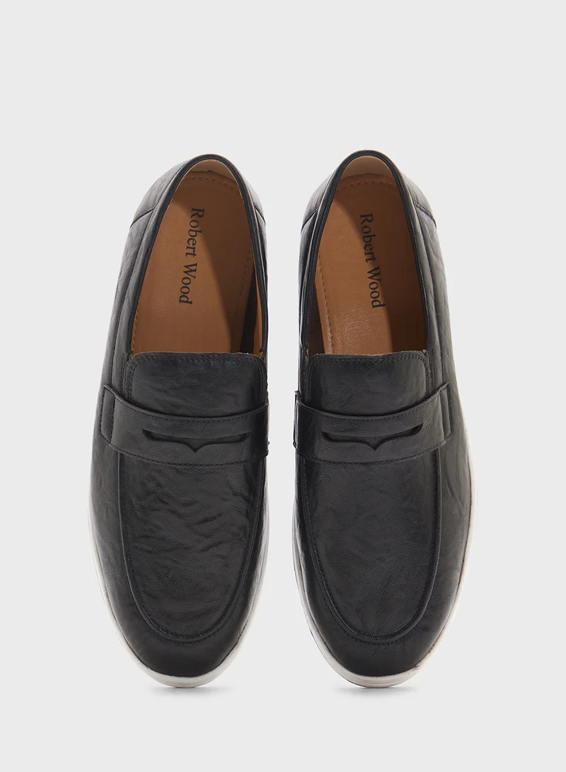 Robert Wood Saddle Detail Casual Slip Ons Loafers