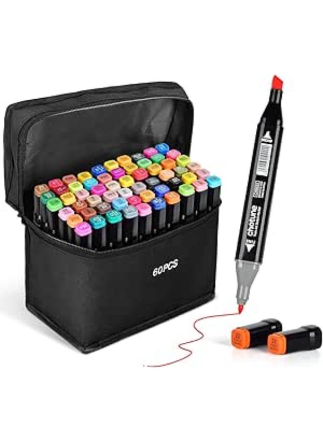 Generic Artists Beginners Fine Tip Touch Cool Markers   - Professional Art Set - Dual Tip Ink with Fine Tip. (60 color highlighter pen) black 