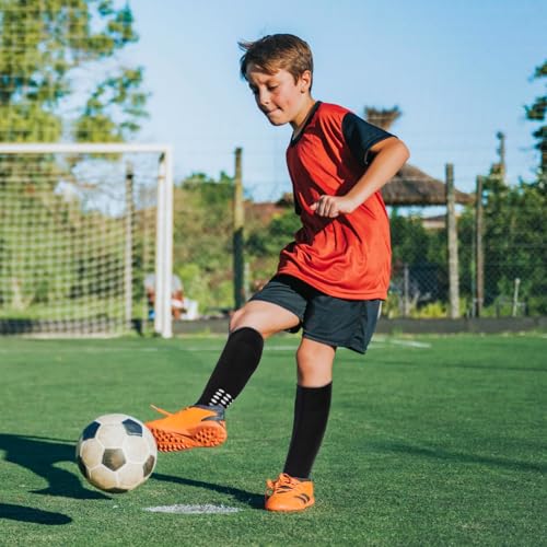 Regilt 3 Pairs Kids Youth Grip Soccer Socks, Non Slip Knee High Soccer Football Sport Socks for Boys Girls Age 8-17 (US, Alpha, Large, Regular, Regular, Black/White/Blue) - Image 3