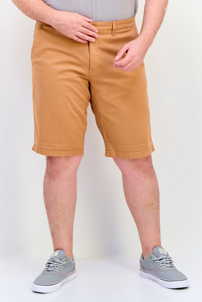 Celio Men Plain Basic Shorts, Brown  - Image 1