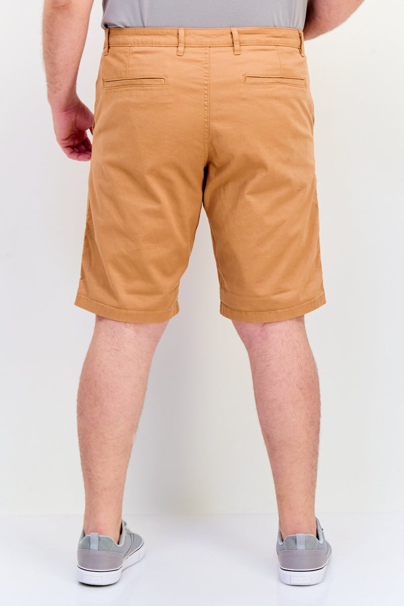 Celio Men Plain Basic Shorts, Brown  - Image 3
