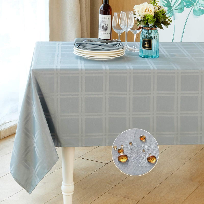 Mebakuk Jacquard Plaid Table Cloth Rectangle Modern Tablecloth Waterproof AntiShrink Soft and Wrinkle Resistant Decorative Fabric Table Cover for Kitchen Grey 60 x 120 1012 Seats