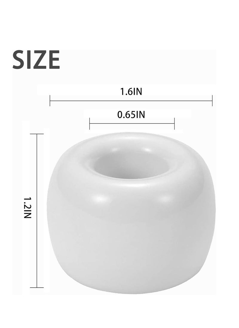 Oasisgalore Mini Ceramic Couple Toothbrush Holder Stand for Bathroom Vanity Countertops(White, 2 Pack)  - Image 2
