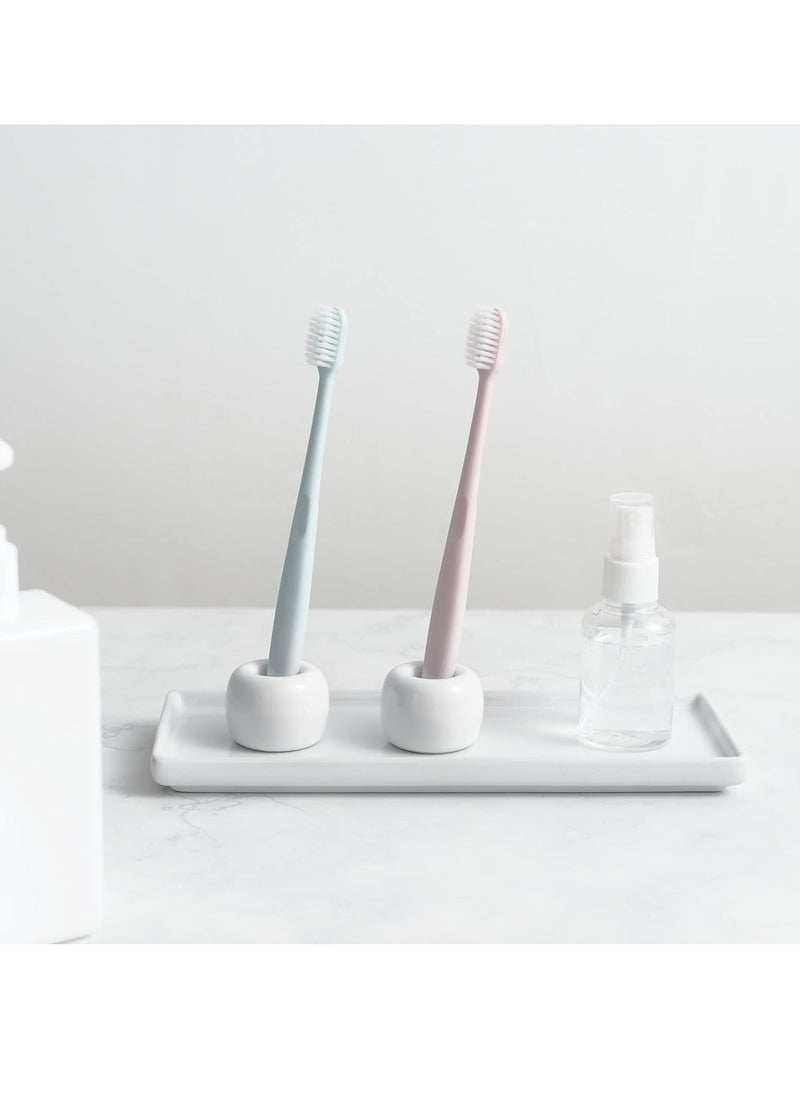 Oasisgalore Mini Ceramic Couple Toothbrush Holder Stand for Bathroom Vanity Countertops(White, 2 Pack)  - Image 3