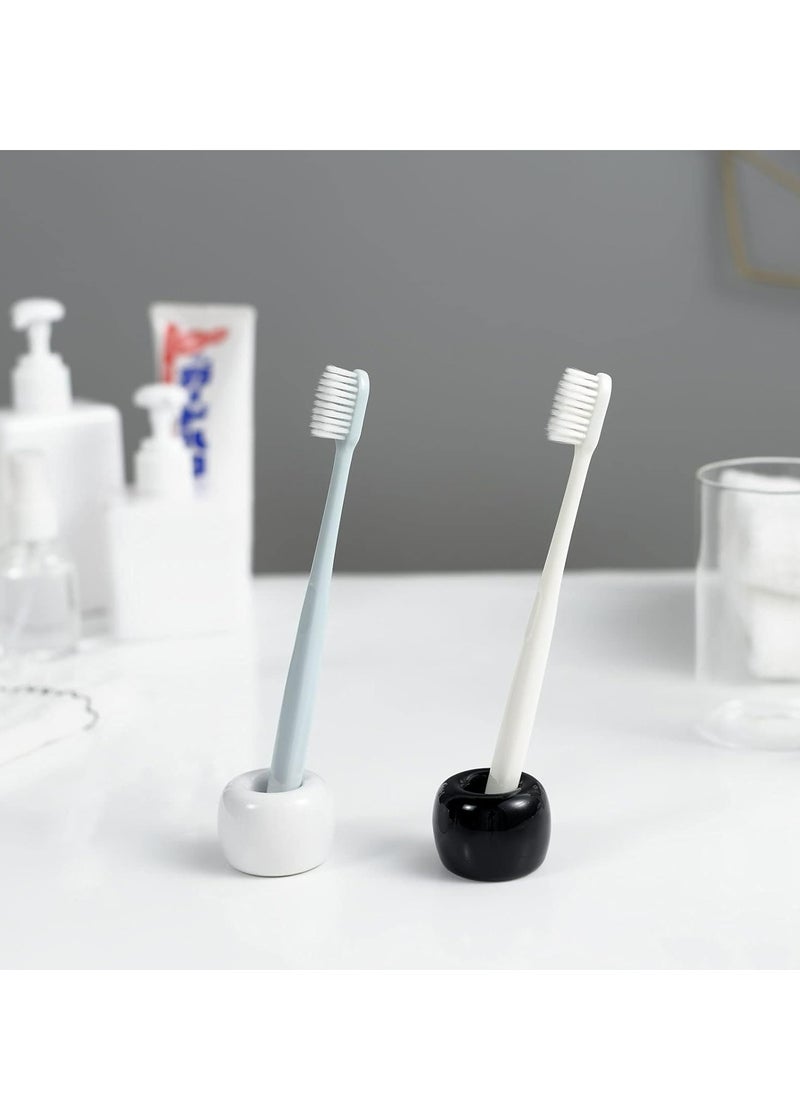 Oasisgalore Mini Ceramic Couple Toothbrush Holder Stand for Bathroom Vanity Countertops(White, 2 Pack)  - Image 5