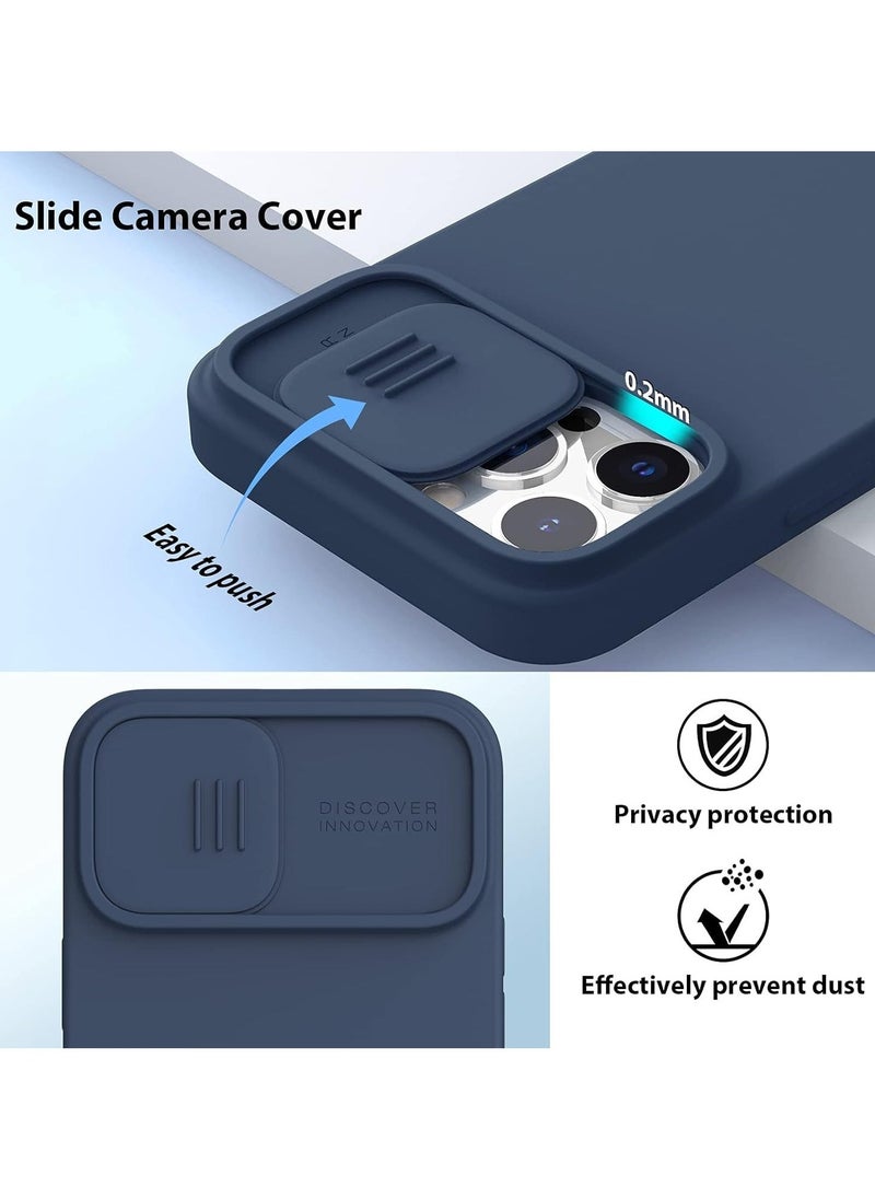 Case for iPhone 14 Pro with Ca-mera Cover, Lens Protection, Shockproof Protective Bumper Hard PC Back and Soft Silicone Edge for iPhone 14 Pro (iPhone 14 Pro, Blue)
