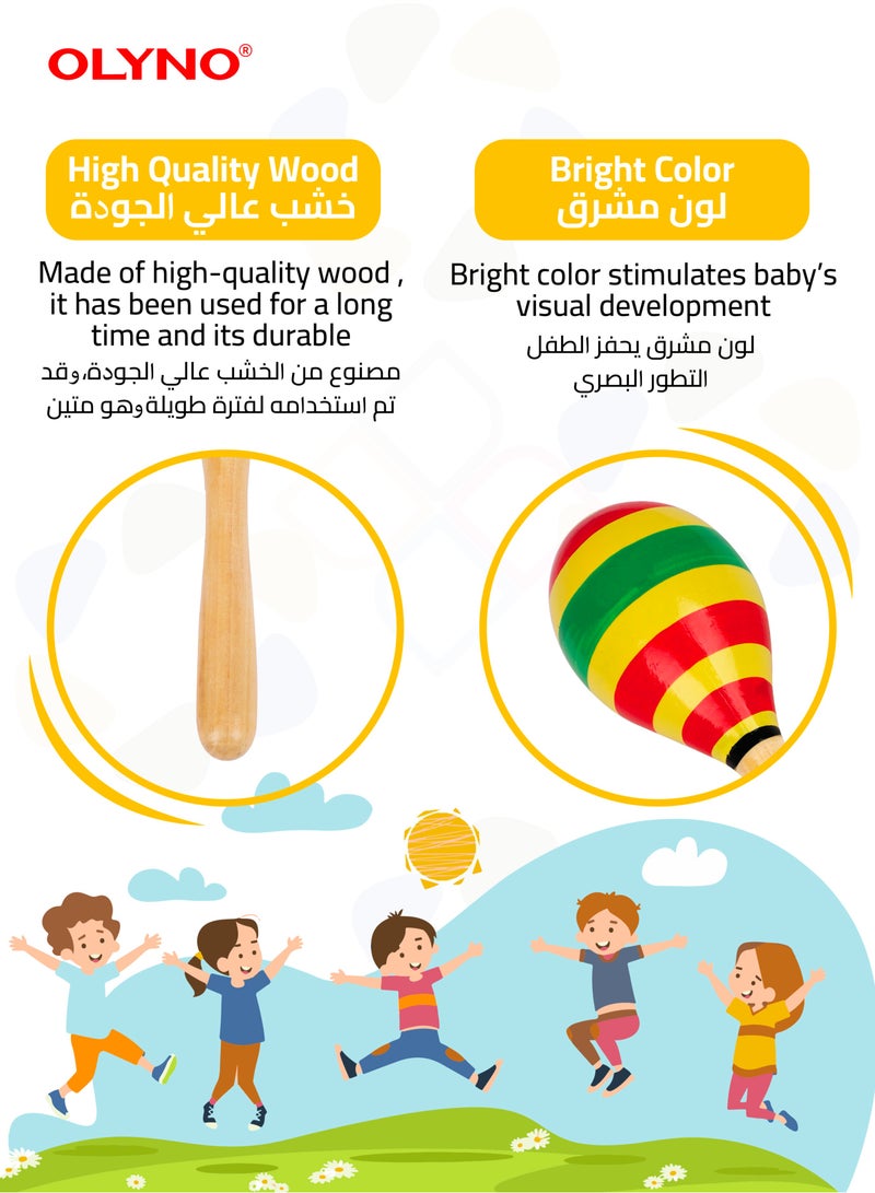 أولينو خشخيشة أطفال مصنوعة يدويًا من الخشب العاجي، آمنة وغير سامة، مثالية للاستكشاف الحسي للتسنين، هدية مثالية للرضع وحديثي الولادة - Image 3