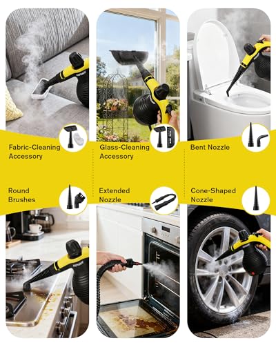 AKPIAN Handheld Steam Cleaner, Steamer for Cleaning, Multipurpose Portable Steam Cleaners for Home Use with Safety Lock and 10 Accessory Kit to Remove Grime, Grease, and More, Save Time and Effort - Image 5