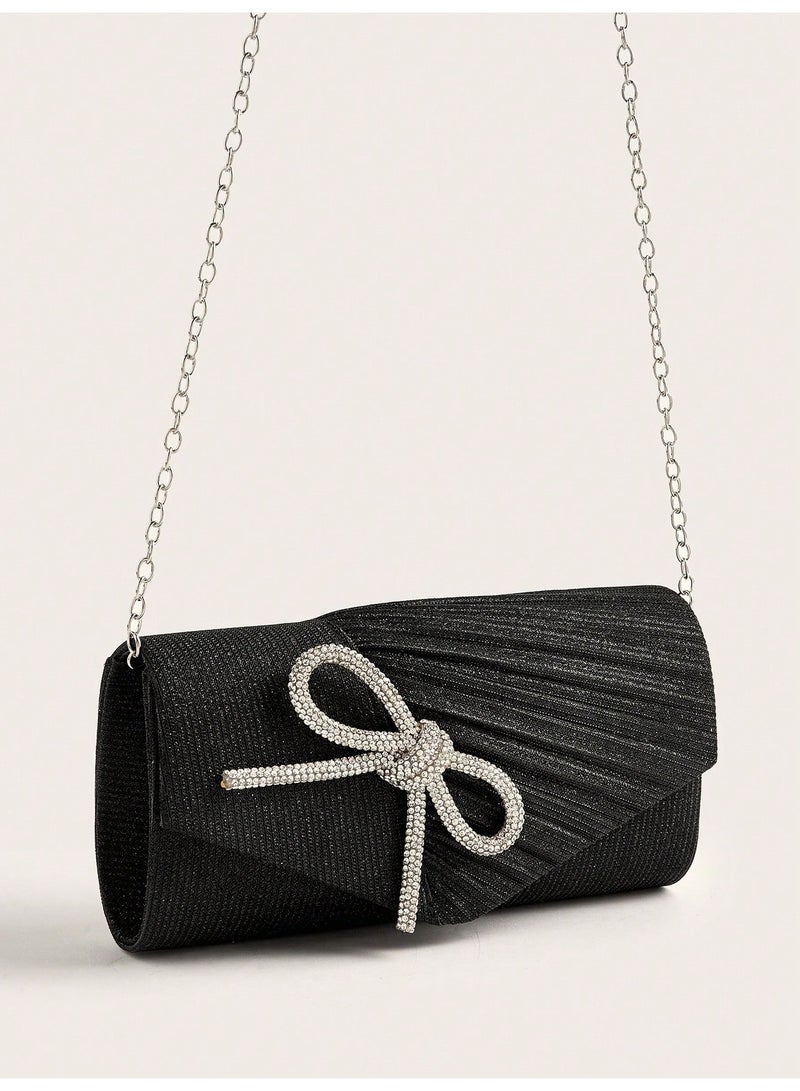 Women's Black Evening Clutch Bag, Glitter Envelope Clutch Purse, Formal Handbag For Wedding Party Prom Cocktail Banquet - Image 5