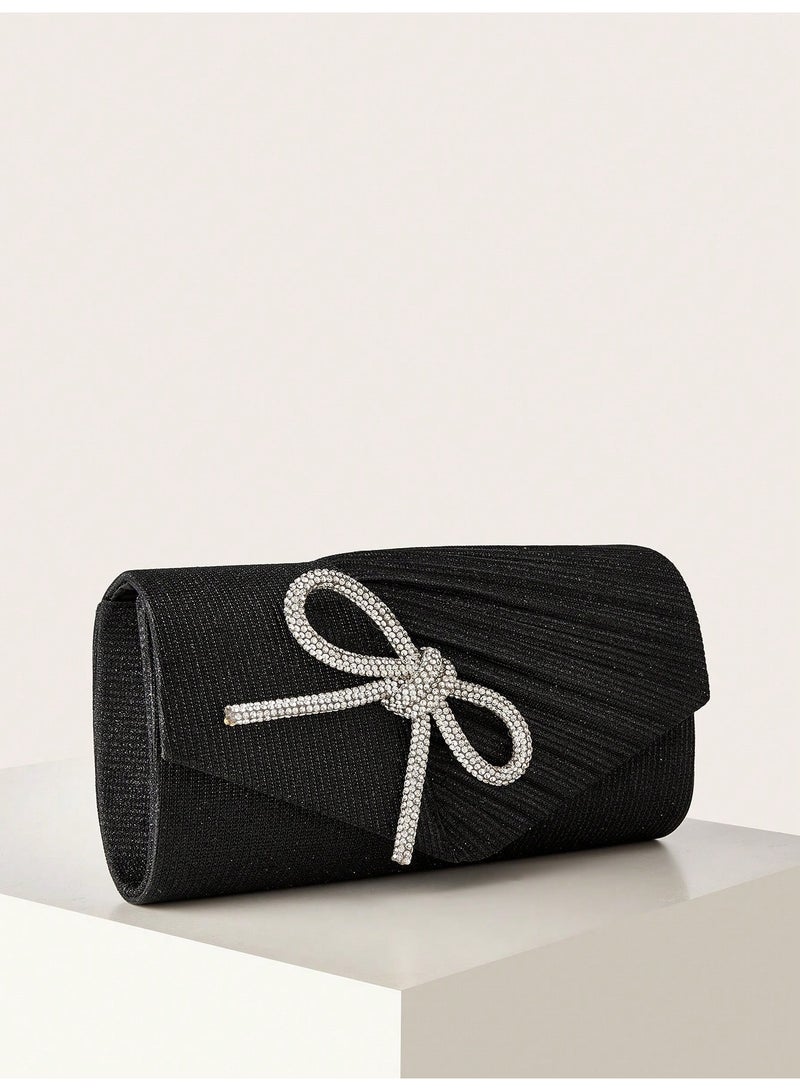 Women's Black Evening Clutch Bag, Glitter Envelope Clutch Purse, Formal Handbag For Wedding Party Prom Cocktail Banquet - Image 3