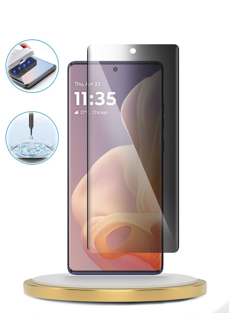 دبليو تيك حماية شاشة زجاجية بحواف منحنية بالكامل من موتورولا موتو جي 85 5G 2024 مع غراء كامل للخصوصية (MSGUCP) - شفاف - Image 3