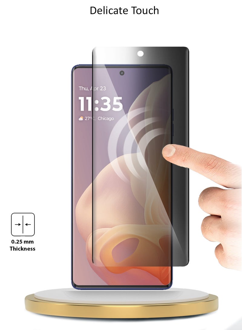 دبليو تيك حماية شاشة زجاجية بحواف منحنية بالكامل من موتورولا موتو جي 85 5G 2024 مع غراء كامل للخصوصية (MSGUCP) - شفاف - Image 5