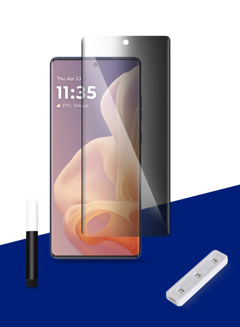 دبليو تيك حماية شاشة زجاجية بحواف منحنية بالكامل من موتورولا موتو جي 85 5G 2024 مع غراء كامل للخصوصية (MSGUCP) - شفاف - Image 1