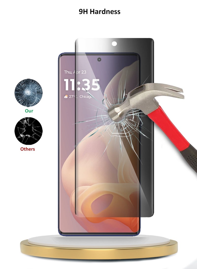 دبليو تيك حماية شاشة زجاجية بحواف منحنية بالكامل من موتورولا موتو جي 85 5G 2024 مع غراء كامل للخصوصية (MSGUCP) - شفاف - Image 4