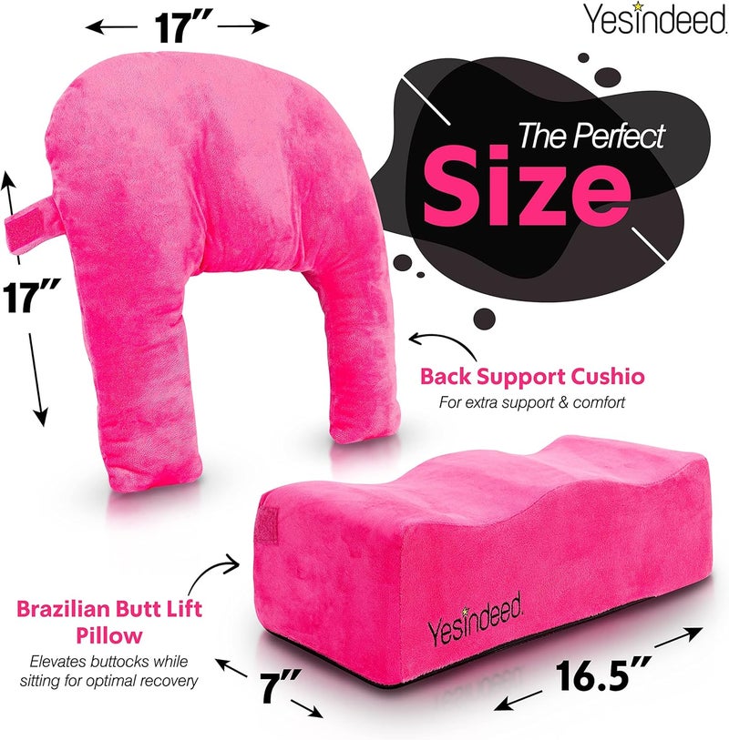 YESINDEED Brazilian Butt Lift Pillow + Back Support – Dr. Approved BBL Foam Pillow Set with Carry Bag, Comfortable & Firm Recovery Cushion for Post Surgery Sitting Relief, Lightweight & Portable, Pink - Image 3