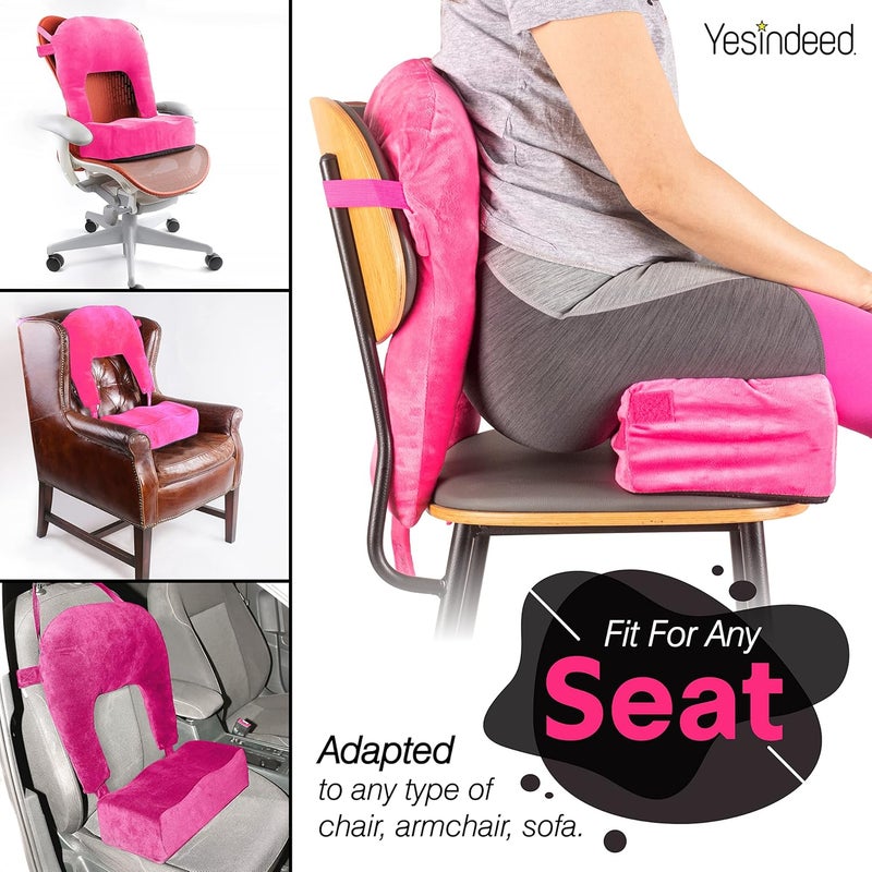YESINDEED Brazilian Butt Lift Pillow + Back Support – Dr. Approved BBL Foam Pillow Set with Carry Bag, Comfortable & Firm Recovery Cushion for Post Surgery Sitting Relief, Lightweight & Portable, Pink - Image 5