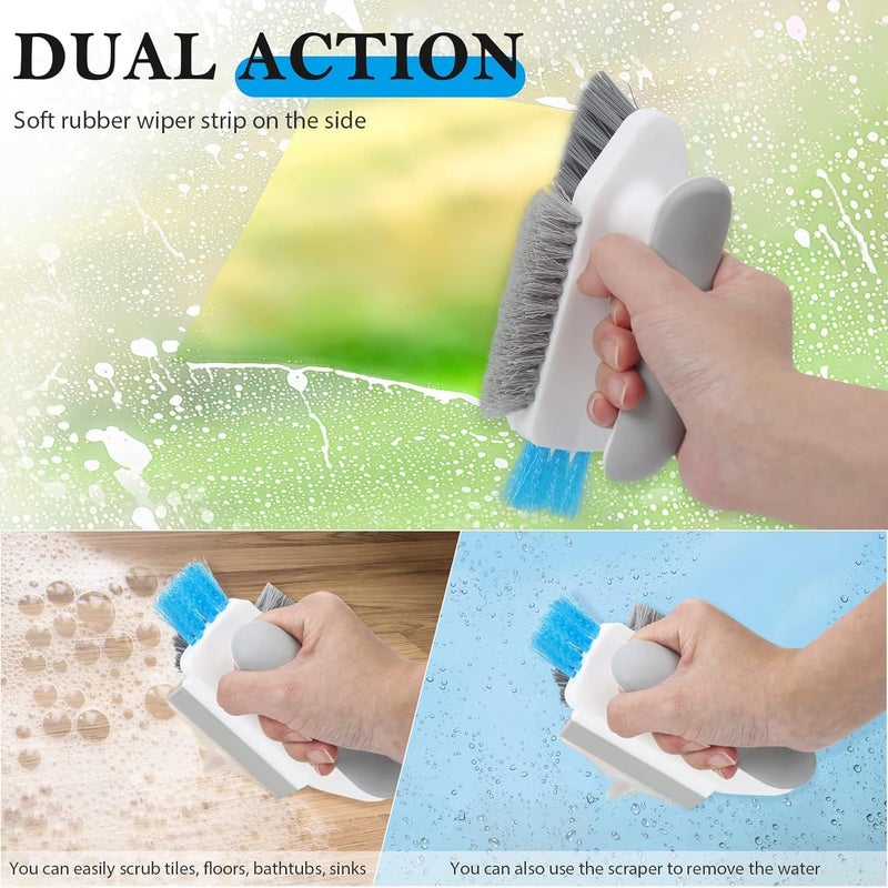 Chhogli 4 In 1 Tile Cleaning Scrub Brush - Heavy Duty Floor Scrubber With Flexible Squeegee Perfect For Deep Cleaning Showers Tile Grout And Carpets Ergonomic Design Use For Tile, Bathroom (Pack Of 1) - Image 5