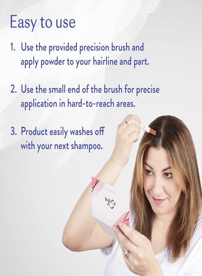 eSalon Root Touch Up + Brow Powder, Conceal & Cover (Medium Brunette) - Hairline Powder for Women - Scalp Concealer & Filler for Thinning & Gray Hair Coverage - Creates Thicker & Fuller-Looking Hair - Image 4