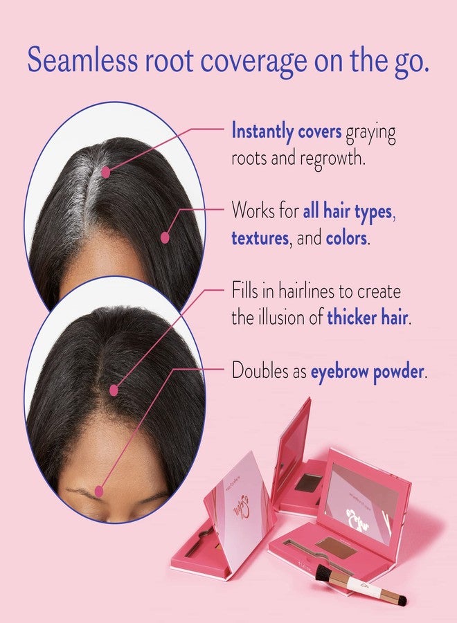 eSalon Root Touch Up + Brow Powder, Conceal & Cover (Medium Brunette) - Hairline Powder for Women - Scalp Concealer & Filler for Thinning & Gray Hair Coverage - Creates Thicker & Fuller-Looking Hair - Image 2