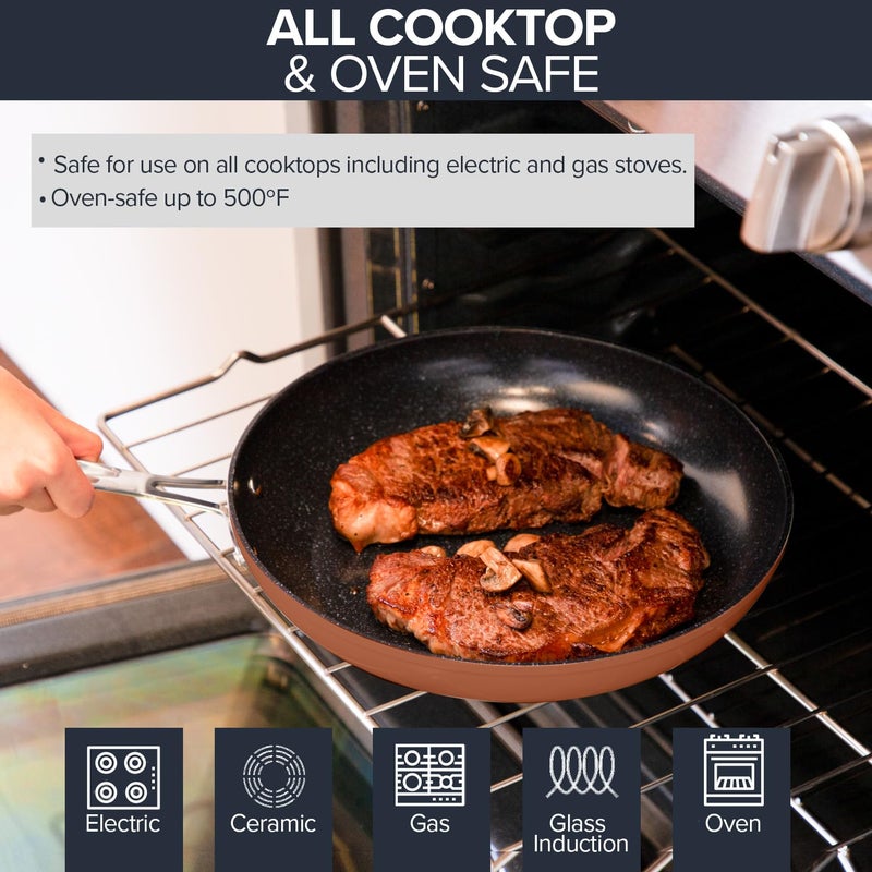 Nuwave 3-Piece 8”, 10”, 12” Forged Lightweight Frying Pan Set, G10 Healthy Duralon Blue Ceramic Ultra Non-Stick, Ergonomic Stay-Cool Handles, Induction-Ready & Works on All Cooktops - Image 5