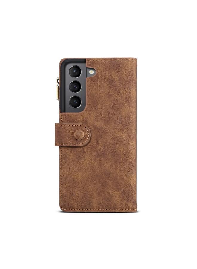 S-TOP Case For Samsung Galaxy S21 5G Retro Frosted Horizontal Flip Leather Case with Holder & Card Slot & Wallet & Zipper Pocket & Lanyard - Image 3