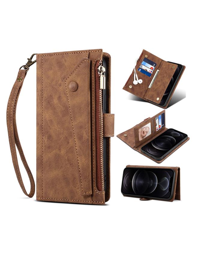 S-TOP Case For Samsung Galaxy S21 5G Retro Frosted Horizontal Flip Leather Case with Holder & Card Slot & Wallet & Zipper Pocket & Lanyard - Image 1
