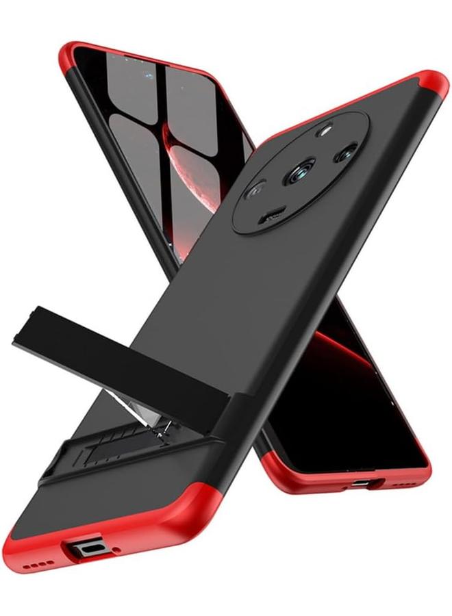 إيروريكس جراب متوافق مع Realme 11 Pro Plus 5G، جراب رفيع للغاية صلب للحماية الكاملة، جراب هاتف نحيف غير لامع مع حامل قابل للإخفاء لهاتف Realme 11 Pro Plus أسود وأحمر - Image 1