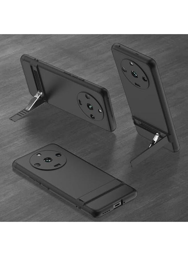 إيروريكس جراب متوافق مع Realme 11 Pro Plus 5G، جراب رفيع للغاية صلب للحماية الكاملة، جراب هاتف نحيف غير لامع مع حامل قابل للإخفاء لهاتف Realme 11 Pro Plus أسود وأحمر - Image 2