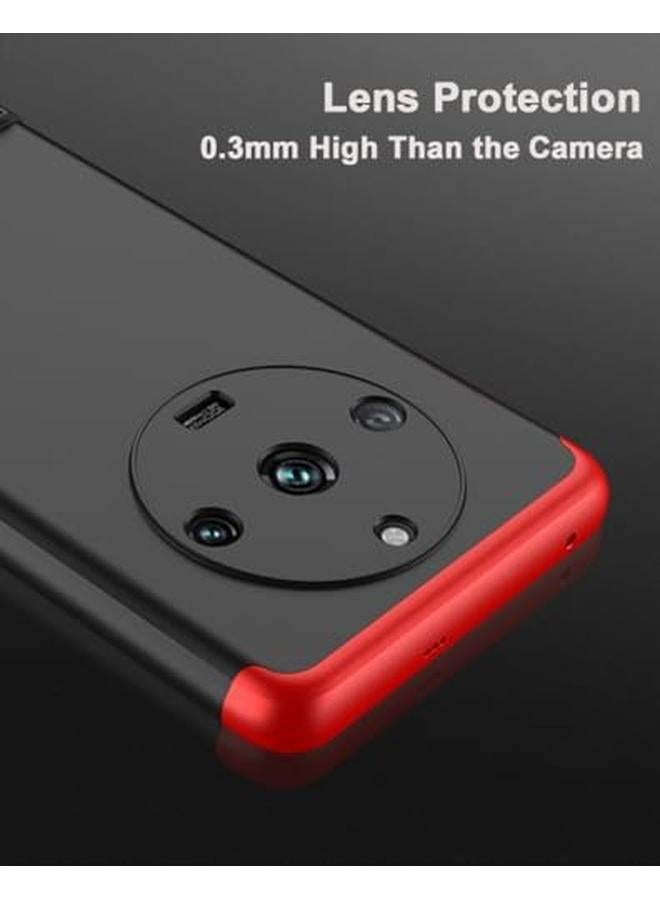 إيروريكس جراب متوافق مع Realme 11 Pro Plus 5G، جراب رفيع للغاية صلب للحماية الكاملة، جراب هاتف نحيف غير لامع مع حامل قابل للإخفاء لهاتف Realme 11 Pro Plus أسود وأحمر - Image 4