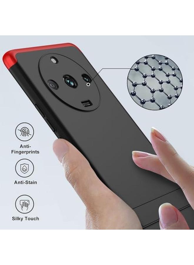 إيروريكس جراب متوافق مع Realme 11 Pro Plus 5G، جراب رفيع للغاية صلب للحماية الكاملة، جراب هاتف نحيف غير لامع مع حامل قابل للإخفاء لهاتف Realme 11 Pro Plus أسود وأحمر - Image 3