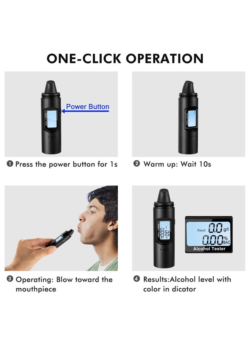 Zikra Portable Breathalyzer, Alcohol Tester Digital Led Display Quick Response, Non-Contact & High-Precision Alcohol Tester, Professional Detection Breath Analyzer Detector for Family, Personal, Driver - Image 3