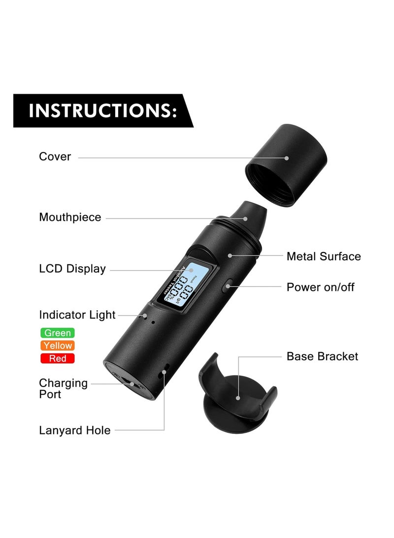 Zikra Portable Breathalyzer, Alcohol Tester Digital Led Display Quick Response, Non-Contact & High-Precision Alcohol Tester, Professional Detection Breath Analyzer Detector for Family, Personal, Driver - Image 4