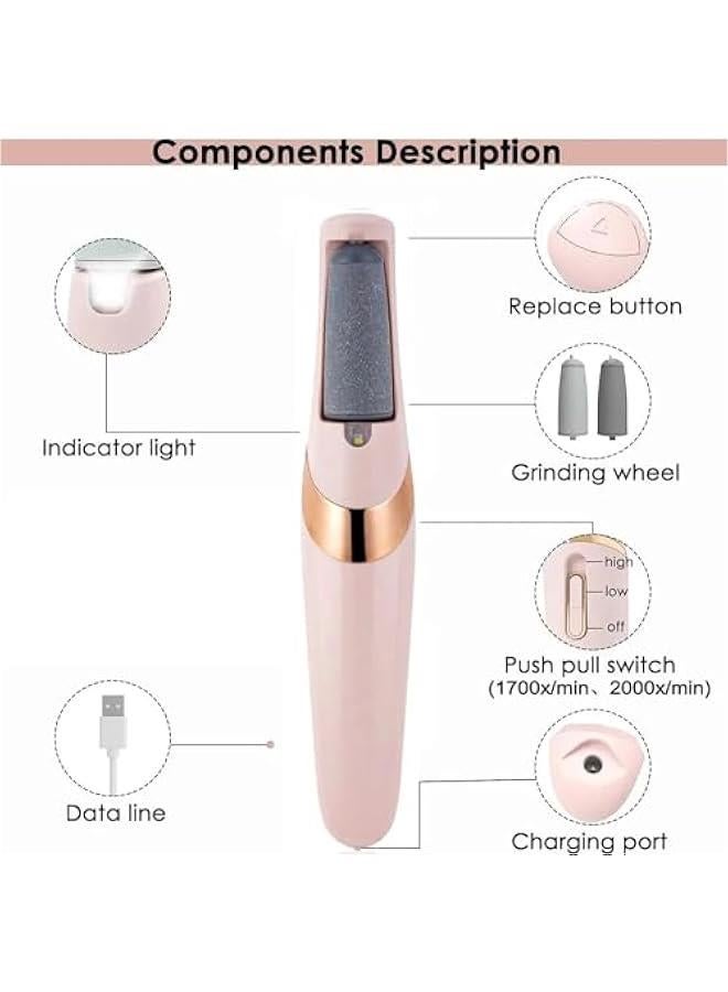 Beauenty Electric Foot File, Feet Callus Remover with 2 Speed of Replacement Rollers & LED Lights, Professional Foot Care Tools for Cracked Heels Calluses & Dead Skin,USB Rechargeable - Image 5