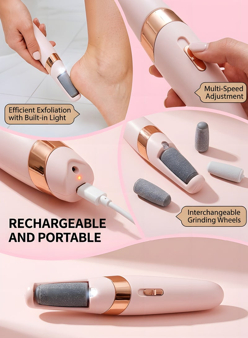 Beauenty Electric Foot File, Feet Callus Remover with 2 Speed of Replacement Rollers & LED Lights, Professional Foot Care Tools for Cracked Heels Calluses & Dead Skin,USB Rechargeable - Image 4