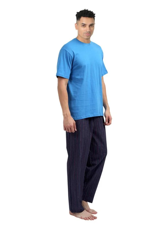 فكتور اند جين طقم بيجاما من تيشيرت بنسيج ناعم مع بنطال مخطط