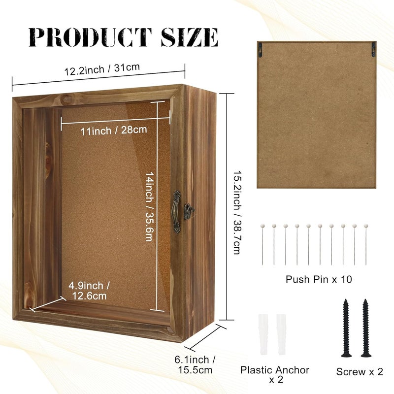 11x14 Inch Deep Display Shadow Box Wooden with Real Glass - 5 Inch Depth for Collectibles, Memorabilia, Dolls & Toys, Tabletop or Wall Mount, Includes Cork Backboard & 10 Pins - Image 3