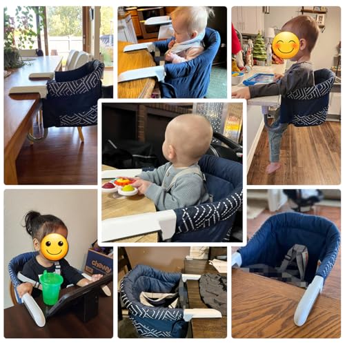 MTWML Portable High Chair for Table,Hook On High Chair That Attaches to Table,Space Saver Clip On Counter Seat for Baby,Easy Clean Baby Feeding Clamp Seat with Carry Bag for Travel(Stripe-Blue) - Image 2