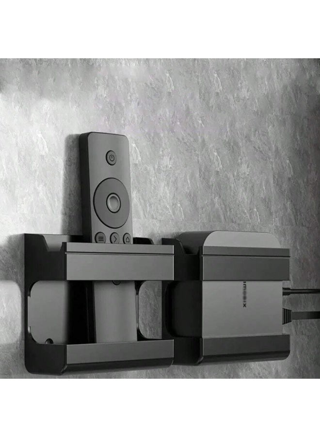 قطعتين صندوق تخزين جهاز التحكم مثبت على الحائط متعدد الاغراض لريموت كنترول , جوال للمنزل والمكتب والمدرسة - أسود - Image 1