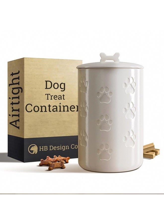 HB Design Co. Dog Treat Container Airtight - 5 Inch Wide x 9 Inch Tall Ceramic Dog Treat Jar for Kitchen Counter with Airtight Lid - 7 Cup Capacity Pet Treat Container - Cute Doggie Cookie Jar - Big Treats Canister - Image 1