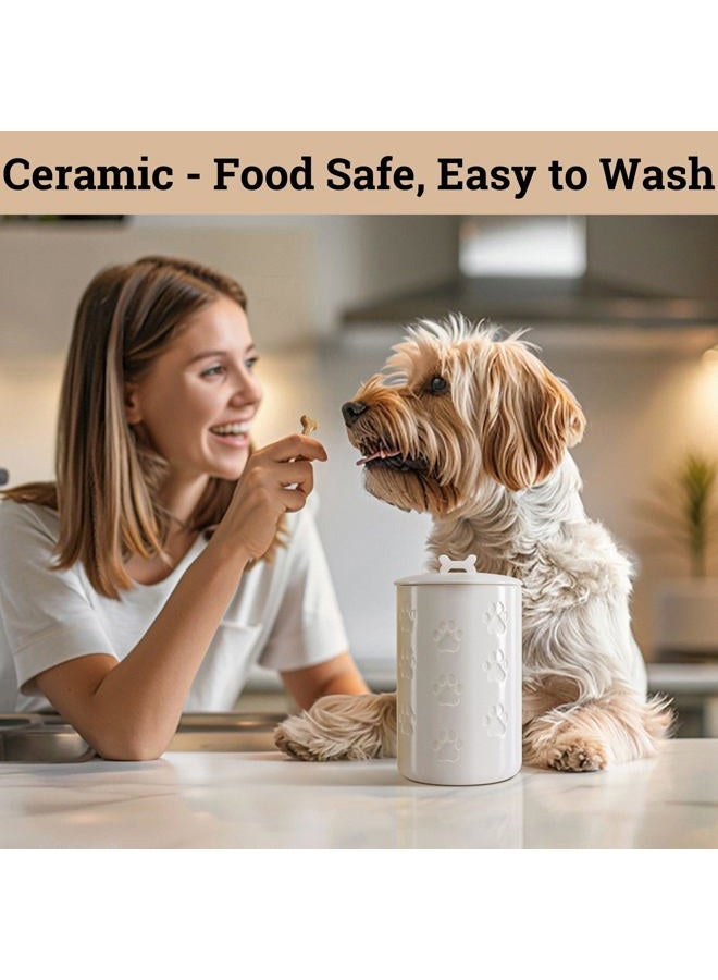 HB Design Co. Dog Treat Container Airtight - 5 Inch Wide x 9 Inch Tall Ceramic Dog Treat Jar for Kitchen Counter with Airtight Lid - 7 Cup Capacity Pet Treat Container - Cute Doggie Cookie Jar - Big Treats Canister - Image 5