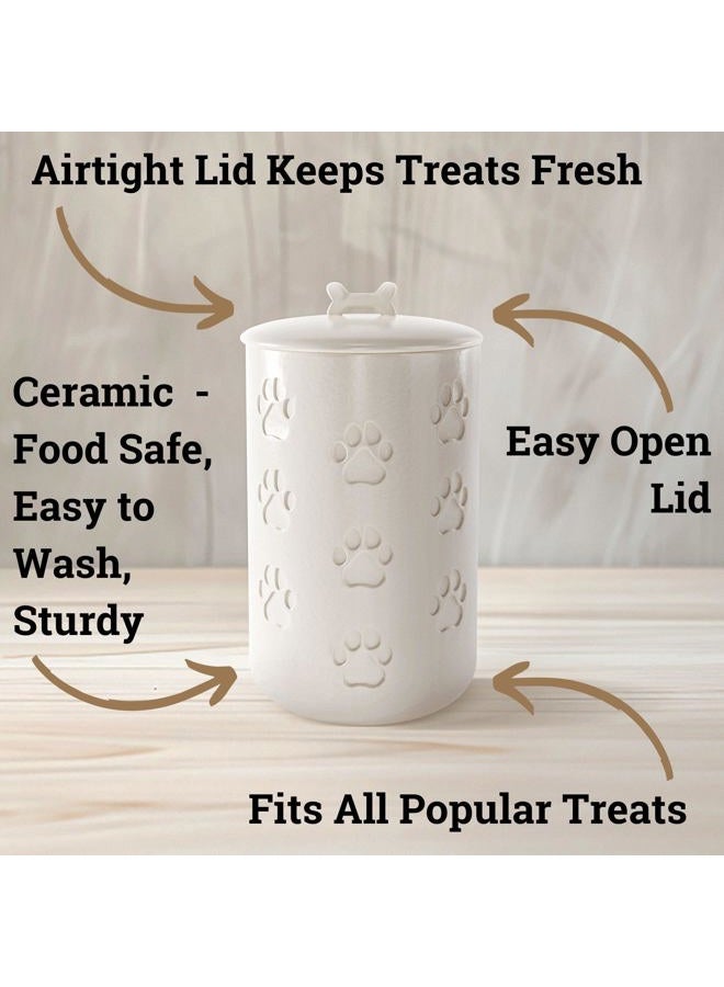 HB Design Co. Dog Treat Container Airtight - 5 Inch Wide x 9 Inch Tall Ceramic Dog Treat Jar for Kitchen Counter with Airtight Lid - 7 Cup Capacity Pet Treat Container - Cute Doggie Cookie Jar - Big Treats Canister - Image 2