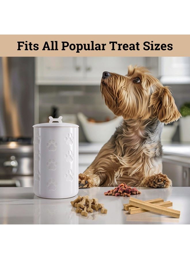 HB Design Co. Dog Treat Container Airtight - 5 Inch Wide x 9 Inch Tall Ceramic Dog Treat Jar for Kitchen Counter with Airtight Lid - 7 Cup Capacity Pet Treat Container - Cute Doggie Cookie Jar - Big Treats Canister - Image 3
