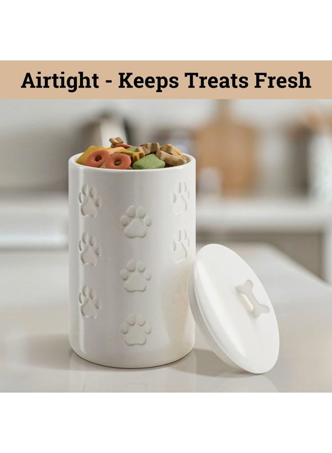 HB Design Co. Dog Treat Container Airtight - 5 Inch Wide x 9 Inch Tall Ceramic Dog Treat Jar for Kitchen Counter with Airtight Lid - 7 Cup Capacity Pet Treat Container - Cute Doggie Cookie Jar - Big Treats Canister - Image 4